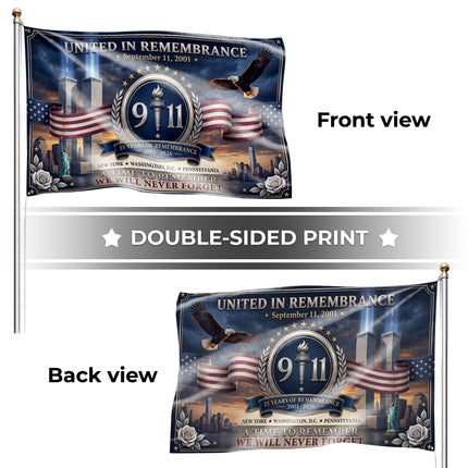 Patriot Day 25th Anniversary United in Remembrance Memorial Grommet Flag