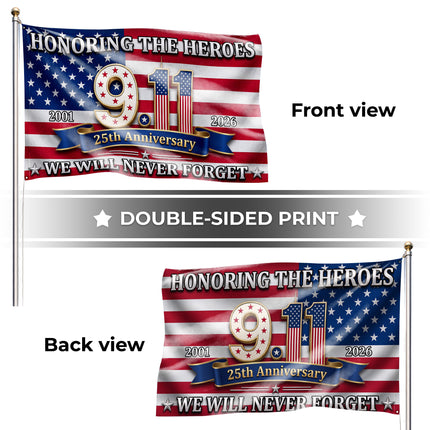 Patriot Day 25th Anniversary Honoring the Heroes Grommet Flag