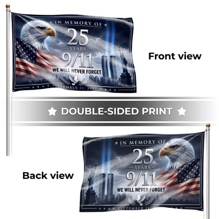 Patriot Day 25th Anniversary Eagle Tribute in Light Memorial Grommet Flag