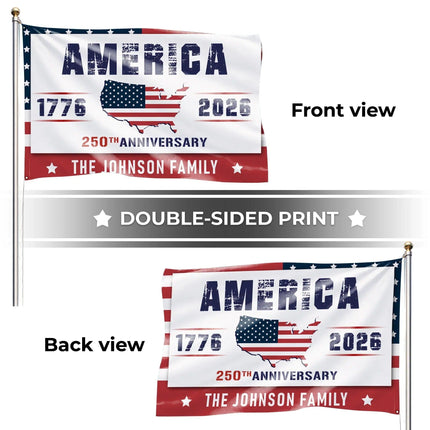 Personalized America 250th Anniversary USA Map House Flag HOF20 - Charming Present