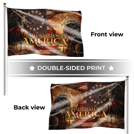 Patriotic Faith Jesus Eagle American House Flag