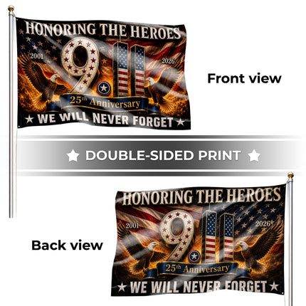 Patriot Day 25th Anniversary Double Eagle Honoring Heroes Grommet Flag