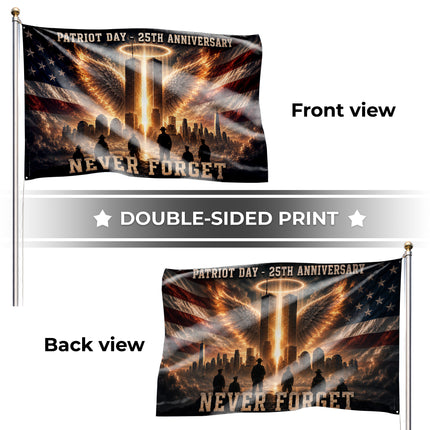 25th Anniversary Patriot Day Angel Wings Twin Towers First Responder Grommet Flag