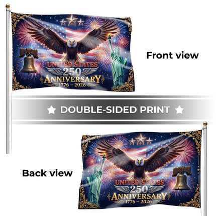 United States 250th Anniversary Liberty Eagle Fireworks House Flag