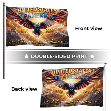 United States of America 250 Years of Freedom Soaring Patriot Eagle Mountain House Flag