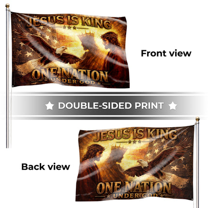 SP-01 Jesus Is King One Nation Under God Christian Flag Fourth of July Easter