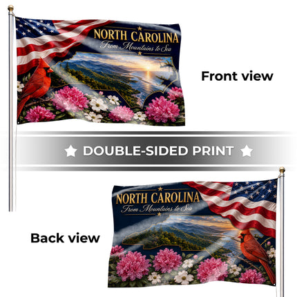 North Carolina Grommet Flag Mountains to Sea Cardinal Floral