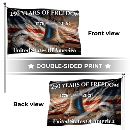United States of America 250 Years of Freedom Eagle Liberty Bell House Flag
