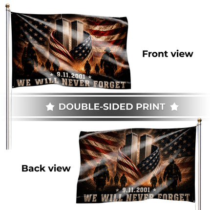 25th Anniversary Patriot Day Firefighter Honor Guard Twin Towers Grommet Flag
