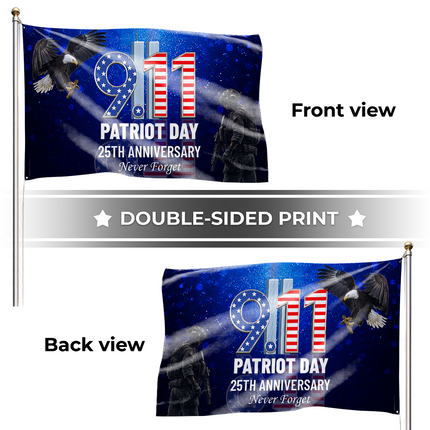 25th Anniversary Patriot Day Blue Night Soldier Eagle 9 11 Grommet Flag