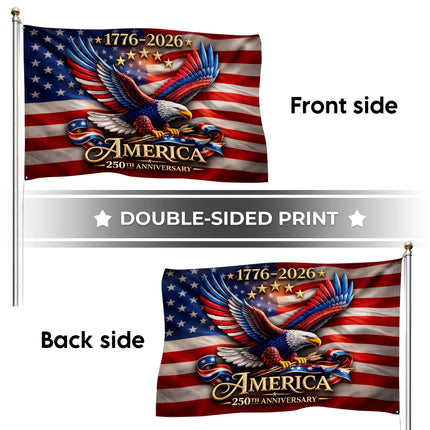 America 250th Anniversary Patriotic Eagle Wings House Flag