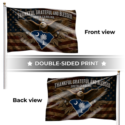 South Carolina Grommet Flag Thankful Grateful Blessed Eagle Palmetto