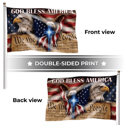 God Bless America We The People Grommet Flag