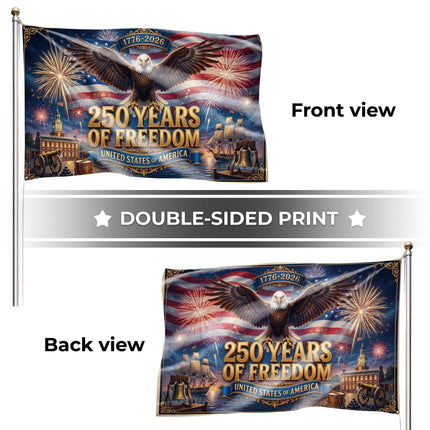 United States of America 250 Years of Freedom Independence Hall Tall Ship House Flag