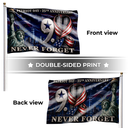 Patriot Day Never Forget Statue of Liberty Twin Towers Grommet Flag
