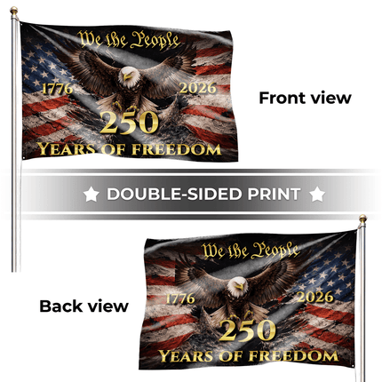 We The People Eagle Torn Flag 250 Years of Freedom House Flag