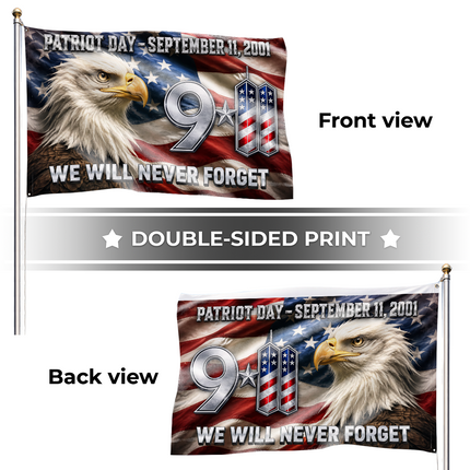 Patriot Day 25th Anniversary Bald Eagle Never Forget Grommet Flag