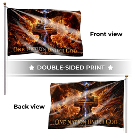 One Nation Under God Praying Jesus Grommet Flag