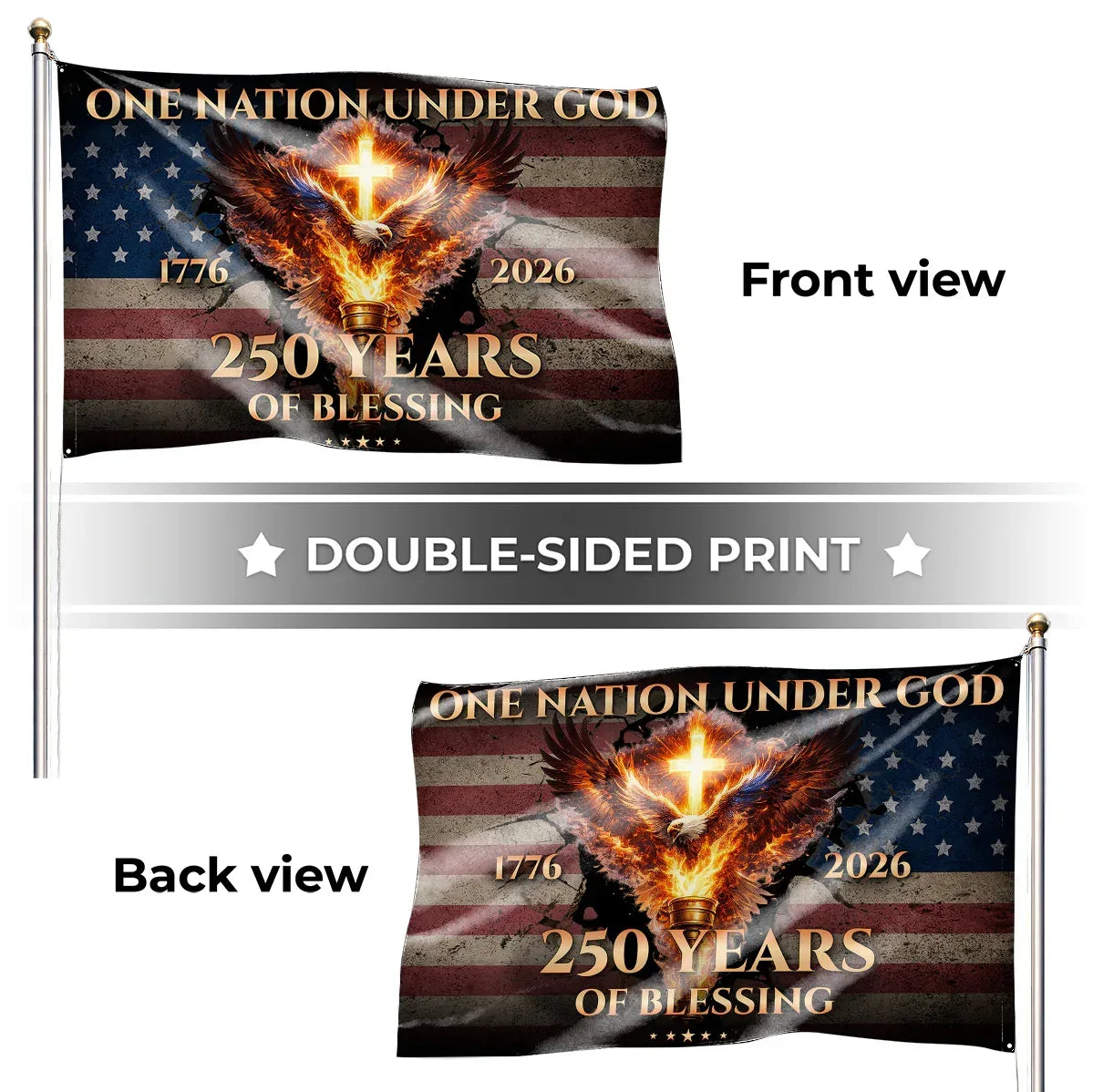 Fiery Flags One Nation Under God Fiery Eagle Flag - America 250 Flag – Charming Present