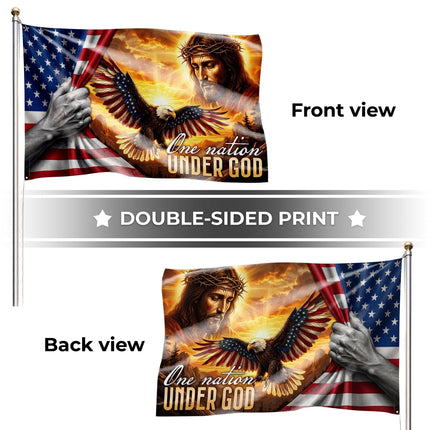 One Nation Under God Revealing Jesus Grommet Flag