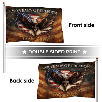 250 Years of Freedom Eagle Cross Faith America 250 House Flag