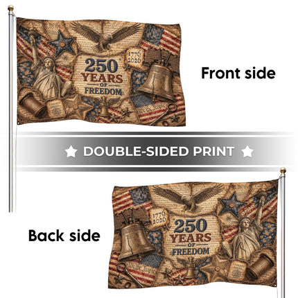 Primitive Burlap Americana 250 Years of Freedom House Flag