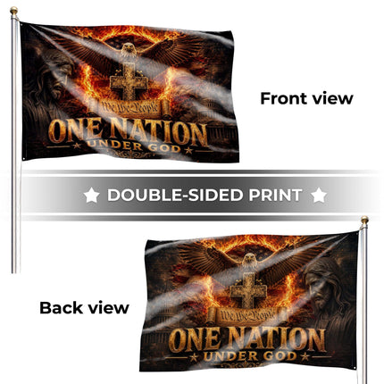 One Nation Under God Jesus Eagle Grommet Flag