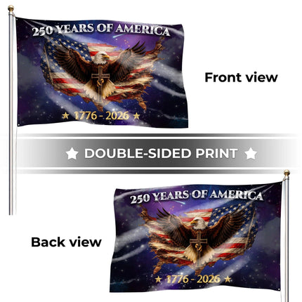 250 Years of America Eagle Cross Patriotic House Flag