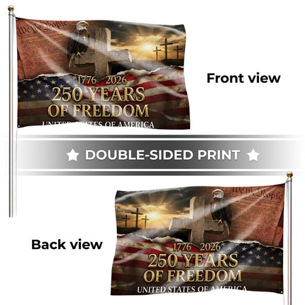 United States of America 250 Years of Freedom Christian Cross We The People House Flag