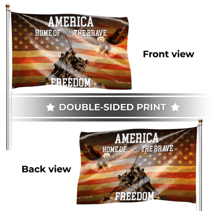 Patriotic Home of the Brave Military American House Flag