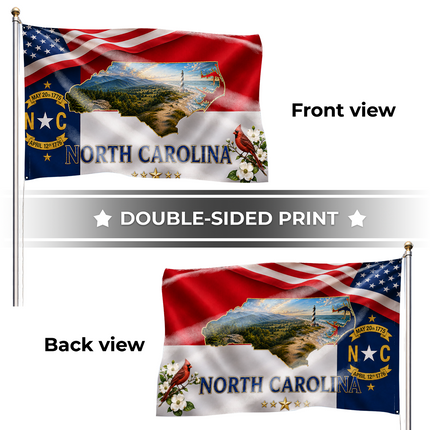 North Carolina Grommet Flag State Map Lighthouse Cardinal