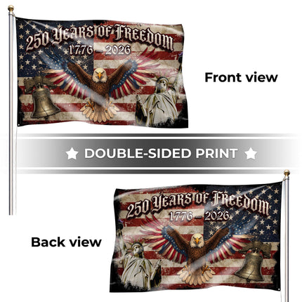 250 Years of Freedom Liberty Bell Statue & Eagle America 250 House Flag