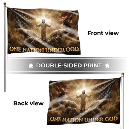 One Nation Under God Hands Jesus Grommet Flag