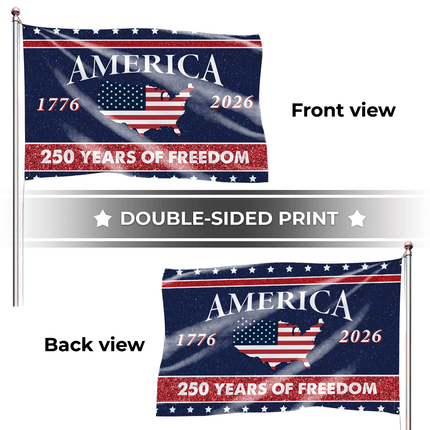 America 250 USA Map Silhouette 250 Years of Freedom House Flag