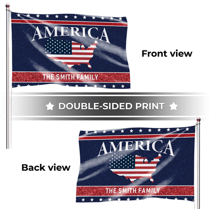 Personalized America USA Map Patriotic American House Flag