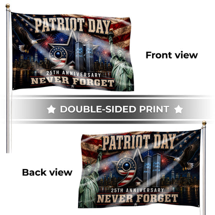Patriot Day 25th Anniversary Never Forget Grommet Flag