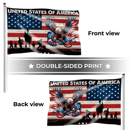 Patriotic Military Soldier Eagle American House Flag