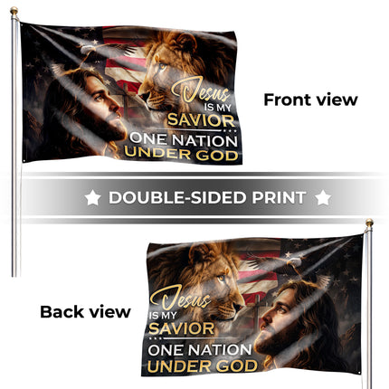 SP-01 Jesus Is My Savior Christian Patriotic Flag One Nation Under God