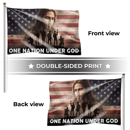 One Nation Under God Jesus Military Grommet Flag