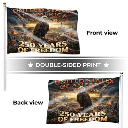 United States of America 250 Years of Freedom Revolutionary War Eagle House Flag