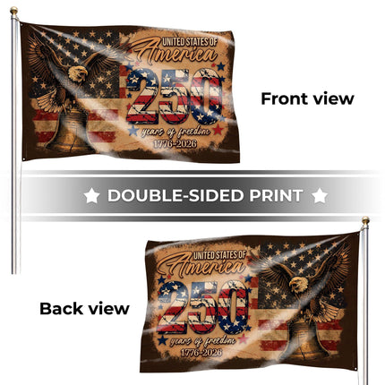United States of America 250 Years of Freedom Eagle Liberty Bell House Flag