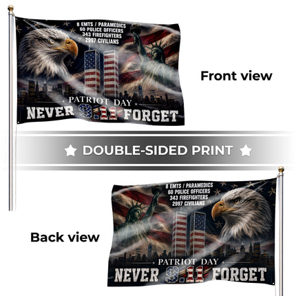 Patriot Day 25th Anniversary Eagle Liberty Never Forget Grommet Flag