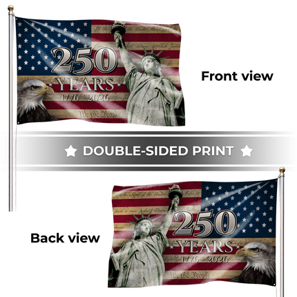 America 250 Years Anniversary Patriotic Eagle Flag HOF3