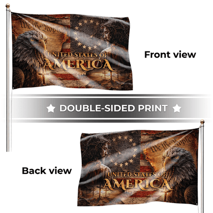 Patriotic Faith Jesus Eagle American House Flag