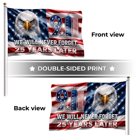 Patriot Day 25th Anniversary Stars Stripes Bald Eagle Grommet Flag