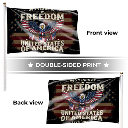 United States of America 250 Years of Freedom Vintage Eagle Banner House Flag