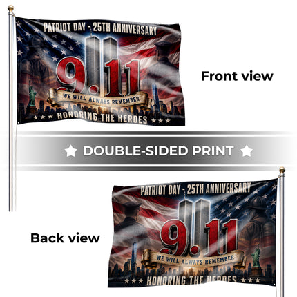 Patriot Day 25th Anniversary 9.11 Honoring The Heroes Grommet Flag