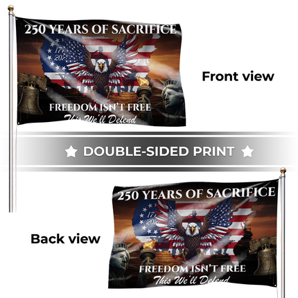 US Veteran 250 Years of Sacrifice Freedom Isn't Free Map Eagle House Flag