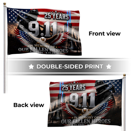 Patriot Day 25th Anniversary Fallen Heroes Eagle Firefighter Flag