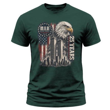 25th Anniversary Patriot Day 911 Never Forget Eagle Memorial T-Shirt